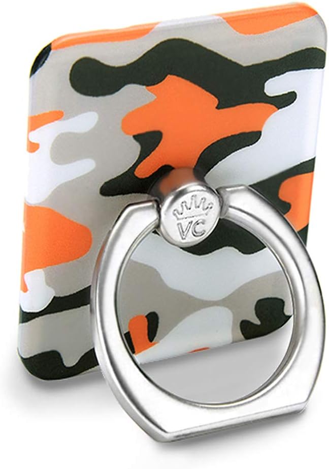 Velvet Caviar Cell Phone Ring Holder - Finger Ring & Stand - Improves Phone Grip Compatible with iPhone, Galaxy and Most Cases (Except Silicone/Leather) - Orange Camo