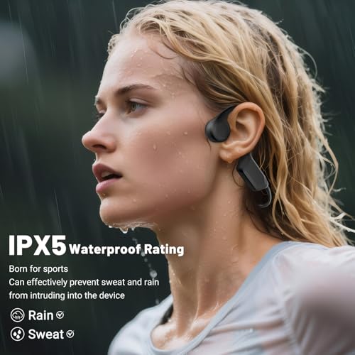 Bone Conduction Headphones, Bluetooth 6.0 Open-Ear Ergonomic Wireless Sports Headphones, IPX5 Waterproof Sweatproof, 10H Playtime for Running, Gym, Training, Fitness