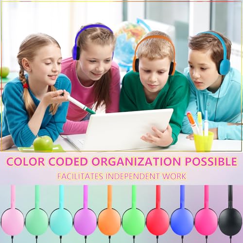 Kids Classroom Bulk Headphones 100 Pack, Wired Adjustable On-Ear