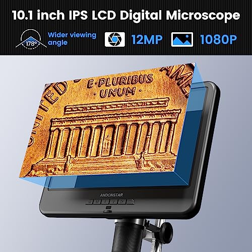 Andonstar AD210 10.1 Inch LCD Digital Microscope for Soldering, Coin