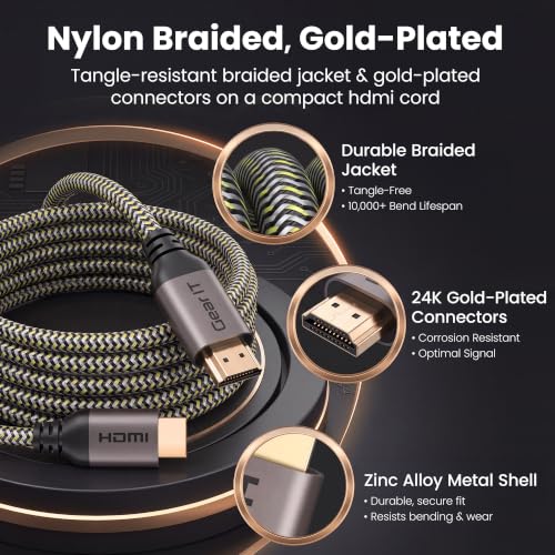 GEARit 4K HDMI Cable 0.75 Ft 5 Pack, High Speed HDMI 2.0b 60Hz Braided