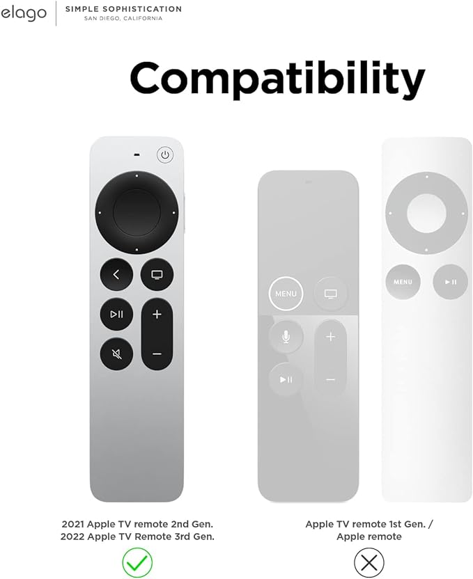 elago R1 Case Compatible with Apple TV 4K Siri Remote 3rd (2022) & 2nd Gen - Magnet Technology, Lanyard Included, Great Grip, Heavy Shock Absorption, Drop Protection, Full Access to All Functions