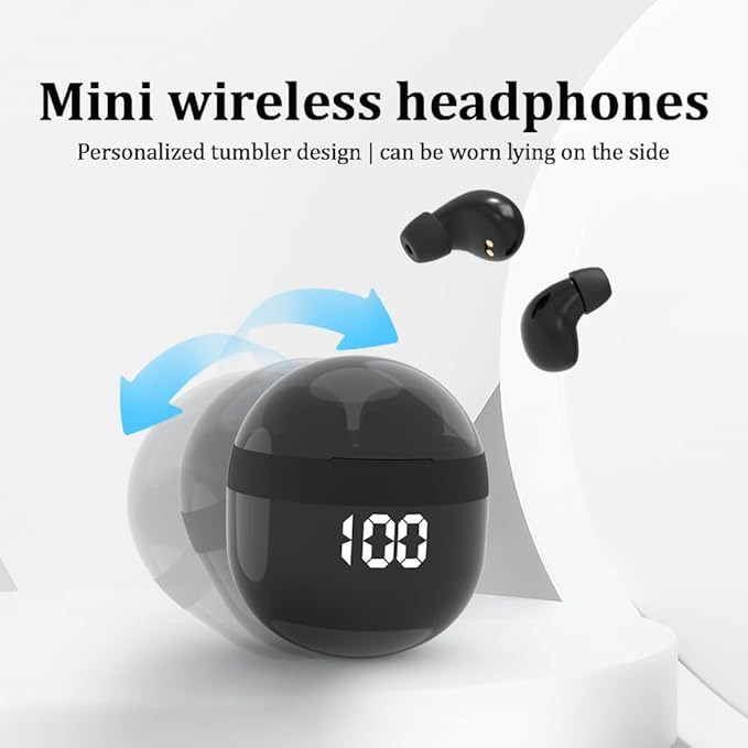 SK18 Ultra Small in-Ear Headset Wireless Invisible Smallest Bluetooth Earbuds for Sleep Comfortable with Mic and Fitable for All Type Ears Stereo Sound Earphones IPX5 Waterproof（Black）