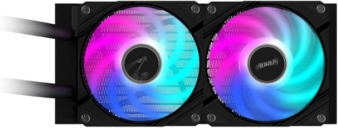 GIGABYTE AORUS WATERFORCE II 240 AIO Liquid CPU Cooler- 2x120mm ARGB Fans, Slide-in Interlocking Mechanism, Daisy-Chain, Intel LGA 1851 and AMD AM5 Compatible