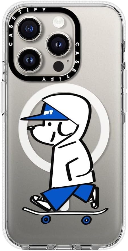 CASETiFY Clear iPhone 15 Pro Case [Not Yellowing / 6.6 ft. 3X Military Grade Drop Protection/Magsafe] - Skater John -Hello My Friend 04 - Clear