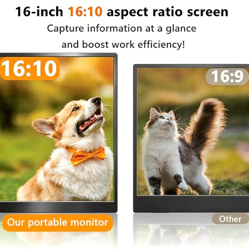 16” 4K Portable Monitor, 3840×2400 IPS 16:10 Gaming Display