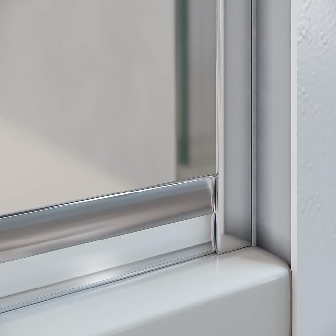 SUNNY SHOWER 60" W x 57.4" H Bathtub Shower Door 1/4" Frosted Glass Double Sliding Doors Tub Doors Chrome Finish