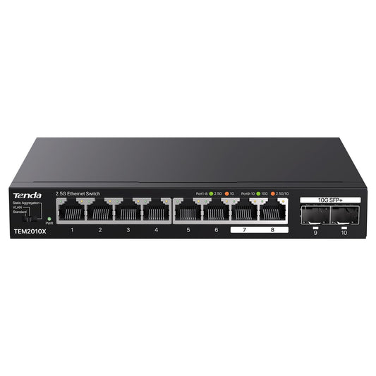 Tenda 2.5Gb Switch, 10-Port Ethernet Switch with 8 Port 2.5G & 2 x 10G SFP+