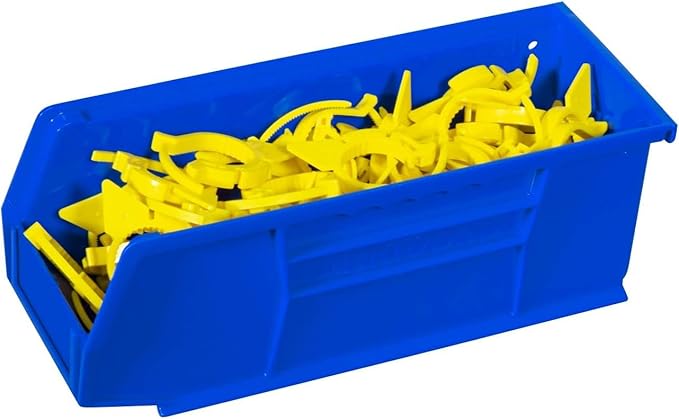 Akro-Mils 30224 AkroBins Plastic Storage Bins, Space-Saving Stackable Bins for Garage, Pantry, Craft Organization, 11" L x 4" W x 4" H, Blue, 12-Pack
