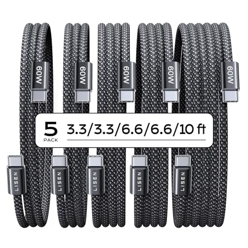 LISEN USB C to USB C Cable, 5-Pack [3.3/3.3/6.6/6.6/ | Charging & Powe - Image 2