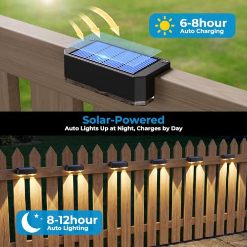 Solar Fence Lights 12-Pack — Warm White Outdoor Deck Lighting - Image 4