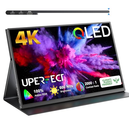 UPERFECT True 4K Portable Monitor QLED, 15.6” 600 Nits 100% AdobeRGB