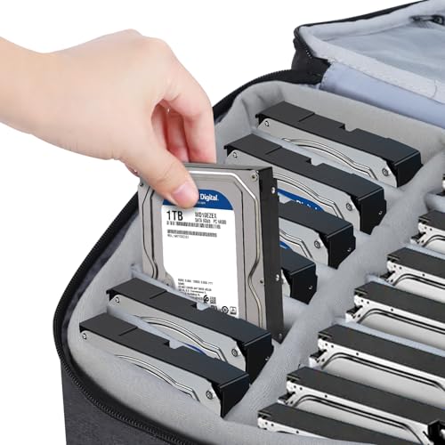 Hard Drive Case,14 -Bay Protective Storage Bag for 3.5" HDD