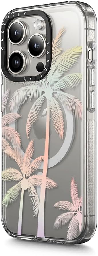 CASETiFY Clear iPhone 15 Pro Case [Not Yellowing / 6.6 ft. 3X Military Grade Drop Protection/Magsafe] - Modern Tropical Palm Tree - Clear
