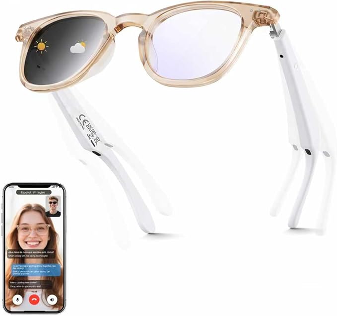 AI Smart Glasses for Women & Men, 140+ Languages AI Translation Glasseswith Open-Ear Stereo Speakers, Indoor/Outdoor Auto-tinting Smart Sunglasses | UV400 Protection & Anti-Blue AI Glasses