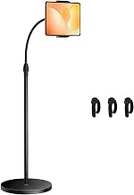 Tablet Floor Stand with Heavy Base Height Adjustable Gooseneck Tablet Holder for 4.7-13" Devices Compatible with iPad/Samsung Galaxy Tab/Kindle/Phones/Switch Overhead Bed Phone Stand with Cable Ties