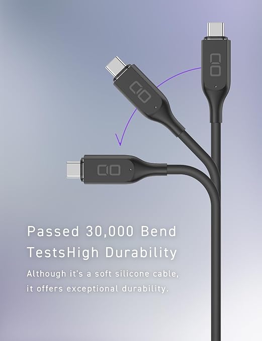 CIO Magnetic Silicone Cable, 100 W, USB, Type-C Magnet, Removal, Waterproof Standard, IPX5 Compatible, iPhone 15, Type C Cable (Black, 6.6 ft (2 m)