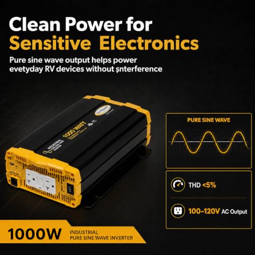 Go Power 1000 Watt Industrial Pure Sine Wave Inverter, 12V to 120V AC
