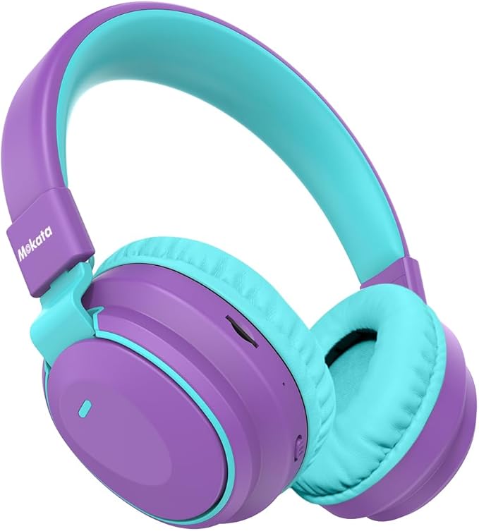 Kids Headphones Bluetooth 5.3 Wireless Lightweight Fast Charging 68 Hours Play Time Volume Limited 85/94dB Over Ear Foldable with Built-in Mic for Toddler Boy Girl Tablet Pad Purple
