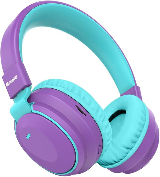 Kids Headphones Bluetooth 5.3 Wireless Lightweight Fast Charging 68 Hours Play Time Volume Limited 85/94dB Over Ear Foldable with Built-in Mic for Toddler Boy Girl Tablet Pad Purple