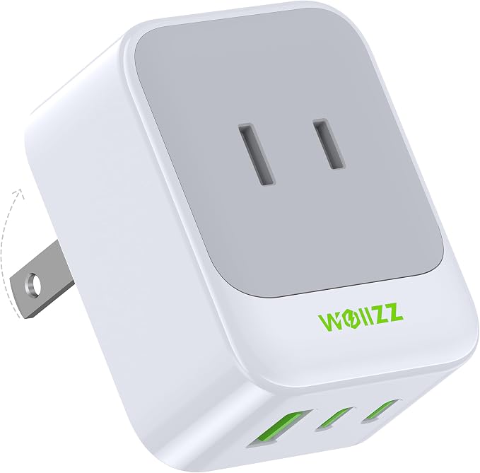5-in-1 Wall Outlet Extender with 5 Ports 2 AC, 2 USB-C, 1 USB-A