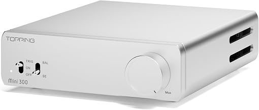 TOPPING Mini300 Compact Stereo Power Amplifier, Fully Balanced Class-D Design, 140W×2 @4Ω, Ultra-Low Distortion <0.0004% THD+N, 124dB SNR/DNR, Trig Auto Power Sync, Aluminum Chassis (Silver) - Image 1