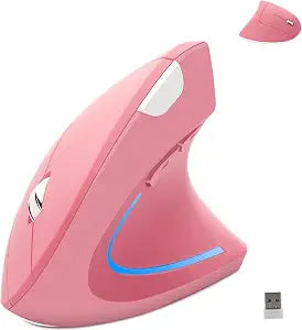 Wireless Mouse Ergonomic Vertical Ergo High Presion Optical Lightweight Cordless LED Light Large Cute Wireless Mouse for Laptop Computer Mac Office Girl Boy Adults Gift , 800/1200/1600 DPI, 6 Buttons