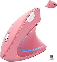 Wireless Mouse Ergonomic Vertical Ergo High Presion Optical Lightweight Cordless LED Light Large Cute Wireless Mouse for Laptop Computer Mac Office Girl Boy Adults Gift , 800/1200/1600 DPI, 6 Buttons - Image 1