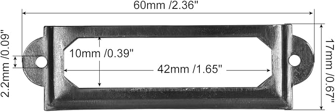 uxcell Metal Label Holders, 60x17mm 60pcs File Name Card Tag Label Holder Frame for Office Library Drawer Cabinet Shelves, Black
