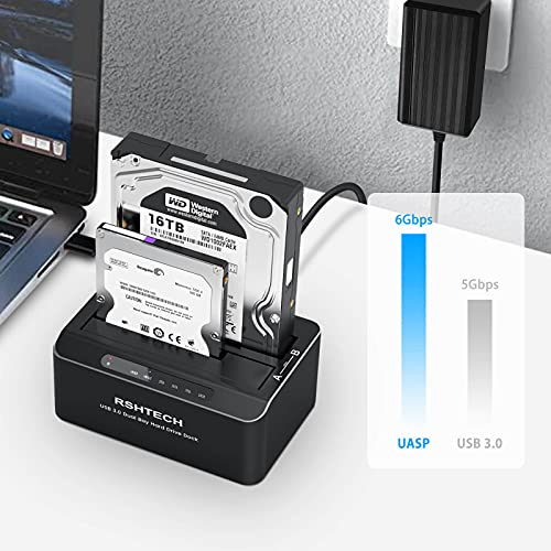 RSHTECH Hard Drive Docking Station,Aluminum Dual Bay USB 3.0 SATA HDD Dock