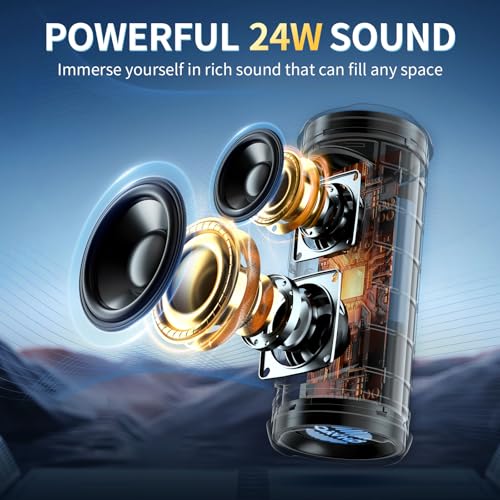 OHAYO Portable Bluetooth Speaker, IPX7 Waterproof, 24W Stereo, LED Lights - Image 3