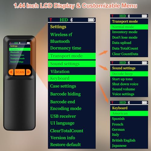 KUIIYER Mini Barcode Scanner, 2D QR 1D Bluetooth Wireless Bar Code Reader