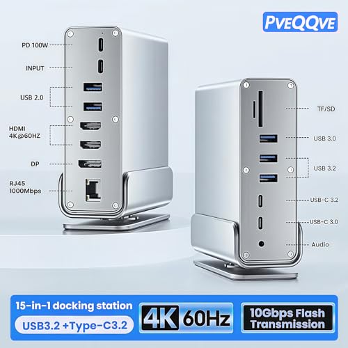 15-in-1 USB C Hub/Docking Station Dual Monitor 2 HDMI with Ethernet PD - Image 3