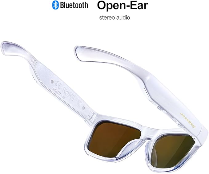 OhO sunshine Bluetooth Glasses: Voice Control and Open Ear Style Smart Glasses to Listen Music & Calls, UV400 Protection Lens