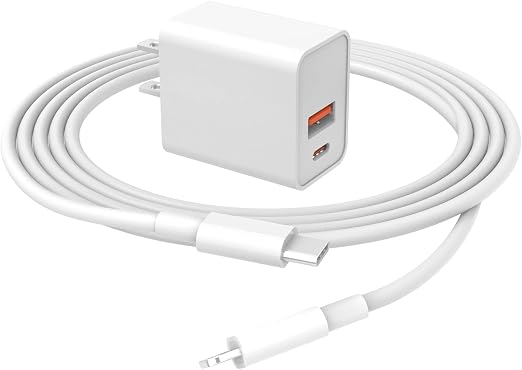 20W [MFi Certified] Fast Charger Fit for iPad 9th Generation Gen 2021 10.2 inch Tablet with 6.6 Ft Charging Cable A2602 A2604 A2603 A2605 Dual Port Wall Charger AC Power Supply Adapter Cord