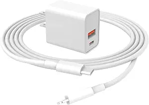 20W [MFi Certified] Fast Charger Fit for iPad 9th Generation Gen 2021 10.2 inch Tablet with 6.6 Ft Charging Cable A2602 A2604 A2603 A2605 Dual Port Wall Charger AC Power Supply Adapter Cord