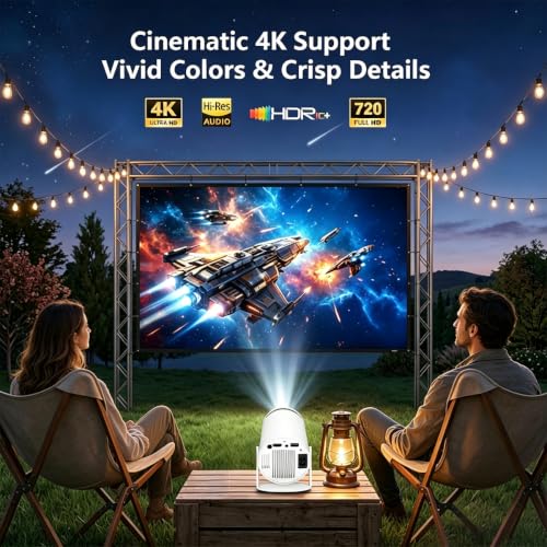 Mini Projector with WiFi and Bluetooth,4K Support Portable Projector