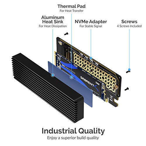 SABRENT M.2 NVMe SSD to PCIe X16/X8/X4 Adapter Card, Heatsink