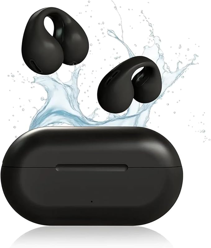 Open Ear Bone Conduction Headphones, Noise Canceling Sports Bluetooth 5.3 Ear Clip Earphones