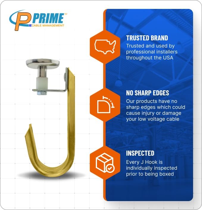 Heavy Duty Metal Cable & Wire Support J-Hook Hangers with High Strength Magnet - 10 Pack