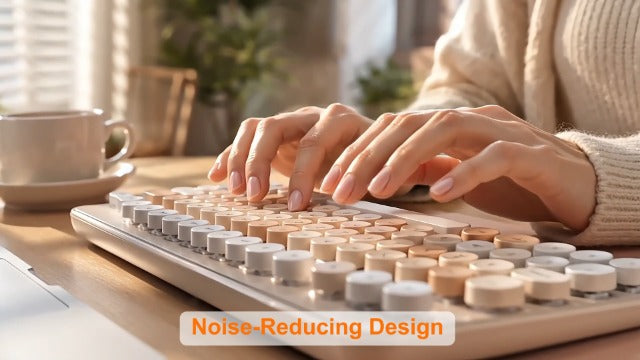 Wireless Keyboard and Mouse, Full-Sized Typewriter Keyboard Silent, Creamy - Image 8