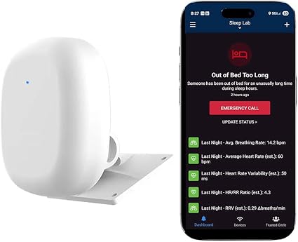 Sleep Signal Powered by Care Daily - Smart Bed Sensor for Caregivers, Restlessness & Nighttime Changes - Peace of Mind for Aging Parents