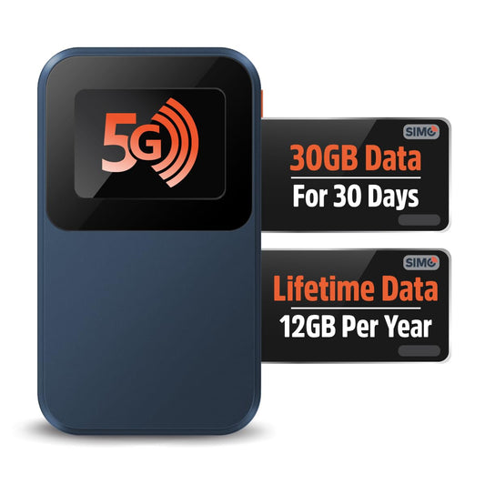 SIMO Solis Edge, 5G WiFi Hotspot with 1GB/Monthly + 30GB Global Data