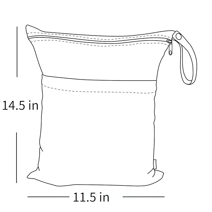 ALVABABY 3pcs Baby Cloth Diaper Wet/Dry Bags|Waterproof Reusable with Two Pockets|Travel, Beach, Pool, Daycare, Soiled Baby Items,Yoga,Gym Bag for Swimsuits or Wet Clothes 3L-ZM09