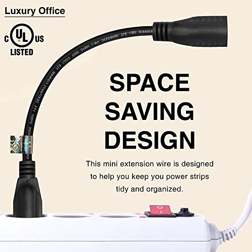 Short Extension Cord 1 Ft 12 Inches, 16AWG 3 Prong Male to Female Outlet Saver- Short Indoor and Outdoor Extension Cord- Power Extension Cord Black- Small Heavy Duty Extension Cable- Luxury Office