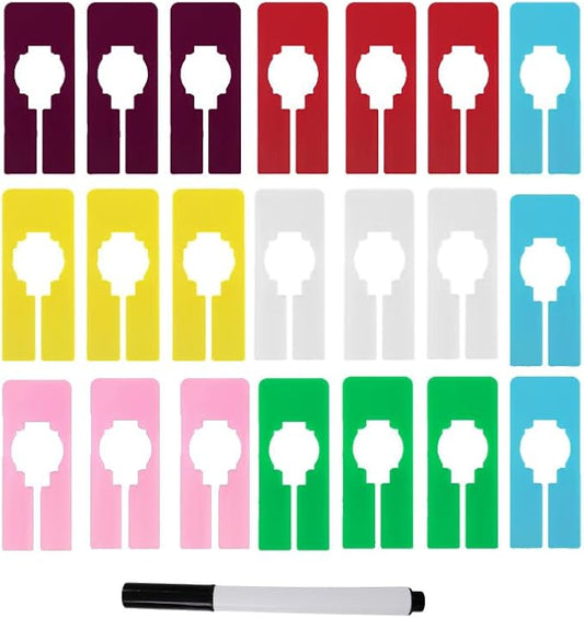 Closet Rack Dividers, 7-Color Reusable Plastic Closet Organizers for Hanging, Rectangular Clothing Shelf Separators with Labels, Colorful Closet Storage Solutions for Clothes Organization（21pcs）