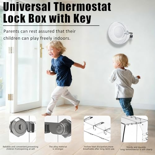 Round Thermostat Lock Case with Key, Upgraded,Thermostat Cover Universal, Thermostat Lock Case Clear, Electrical Safety Products, Fits Round Nest Thermostat(3.5x3.5x1.9 in) or Smaller