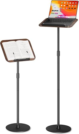 Adjustable Floor Book Stand & Book Holder for Reading, Laptop, and Tablet | Height Adjustable Standing Book Stand with Stable Base, Extendable Page Clips for Home, Office, Classroom