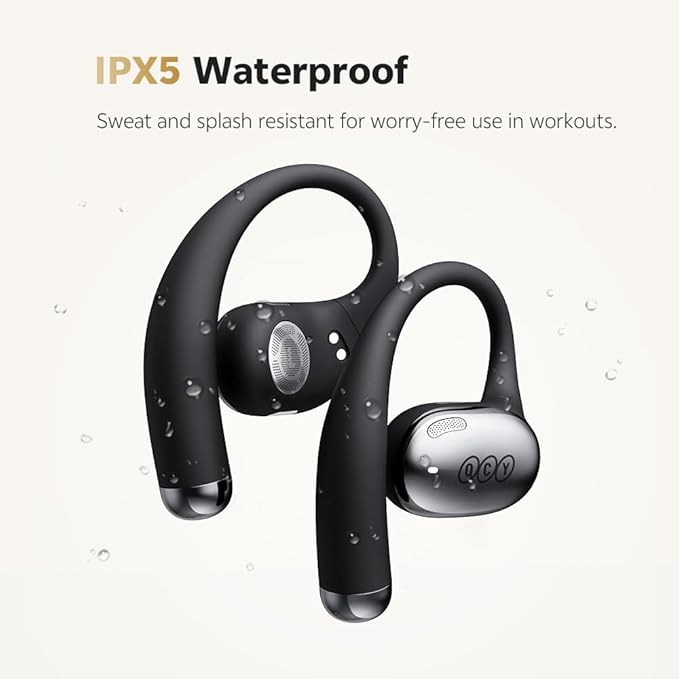 QCY Crossky R70 Open Ear Headphones Wireless with 52H Playtime, Hi-Res Audio & LDAC, Deep Bass, Bluetooth 6.0 Earhook Earbuds, Wireless Charging, Multipoint Connection for Gym/Workout