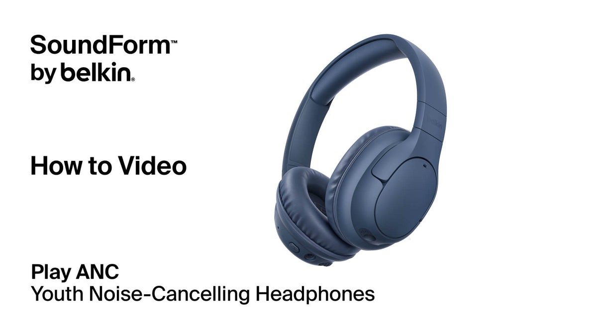 Belkin SoundForm Kids Over Ear Noise Canceling Headphones, Safe Volume 85dB